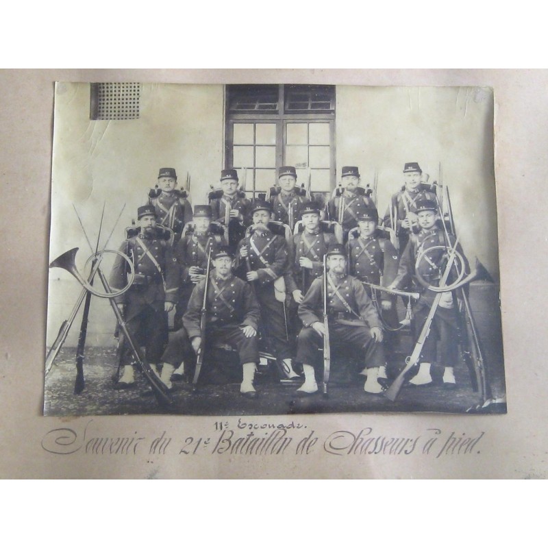 GRANDE PHOTO DU 21 ème REGIMENT DE CHASSEURS A PIED 11 ème ESCOUADE