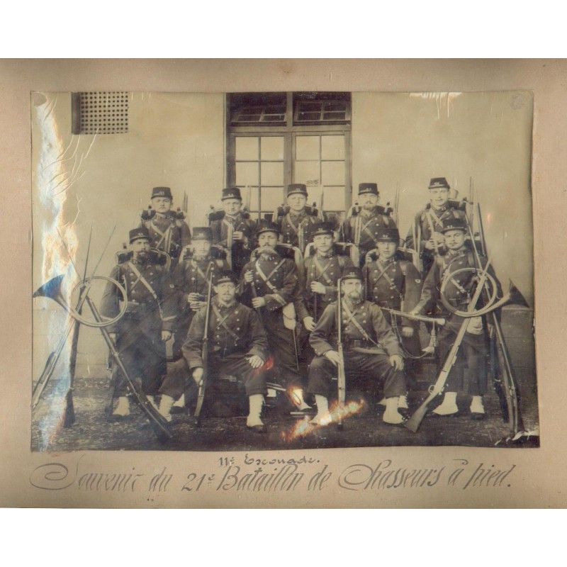 GRANDE PHOTO DU 21 ème REGIMENT DE CHASSEURS A PIED 11 ème ESCOUADE