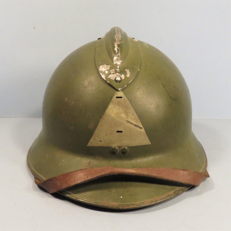 CASQUE DEFENSE PASSIVE MODELE 1926 TRIANGLE VERT VILLE DE NIMES 1939/1945