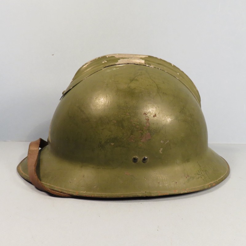 CASQUE DEFENSE PASSIVE MODELE 1926 TRIANGLE VERT VILLE DE NIMES 1939/1945