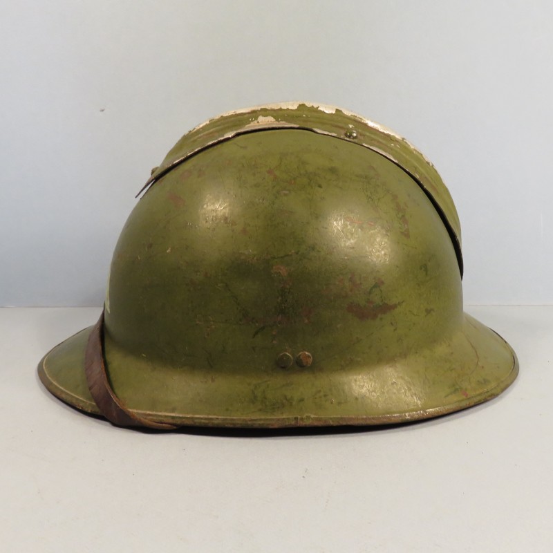 CASQUE DEFENSE PASSIVE MODELE 1926 TRIANGLE VERT VILLE DE NIMES 1939/1945 TAILLE 59/60