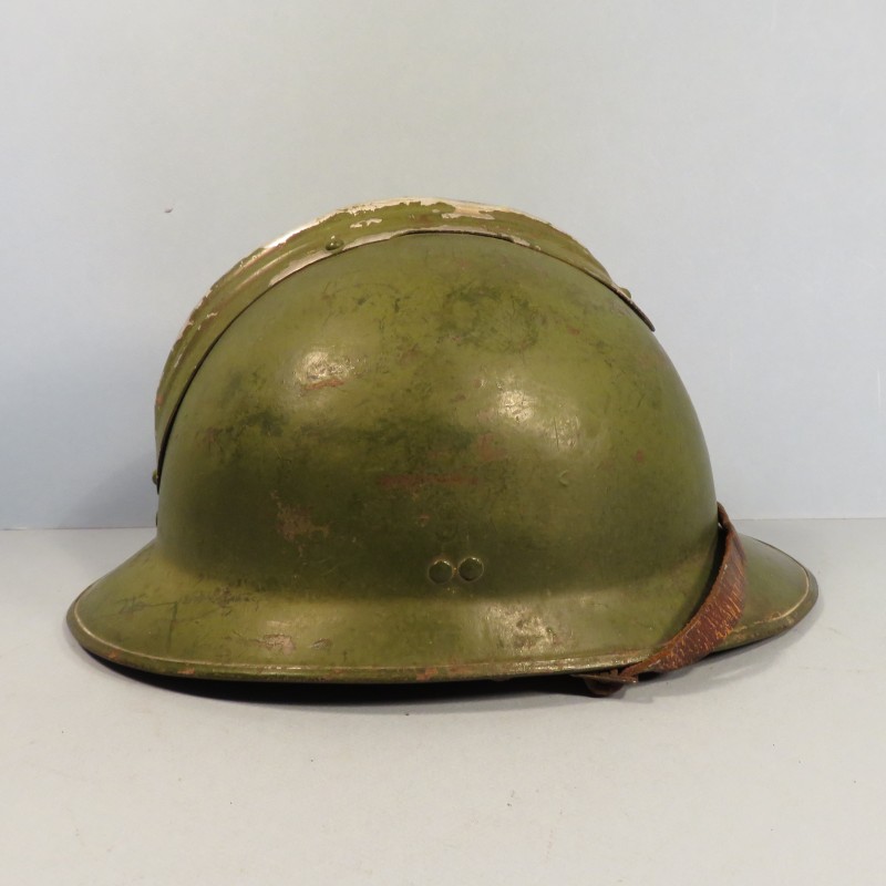 CASQUE DEFENSE PASSIVE MODELE 1926 TRIANGLE VERT VILLE DE NIMES 1939/1945 TAILLE 59/60