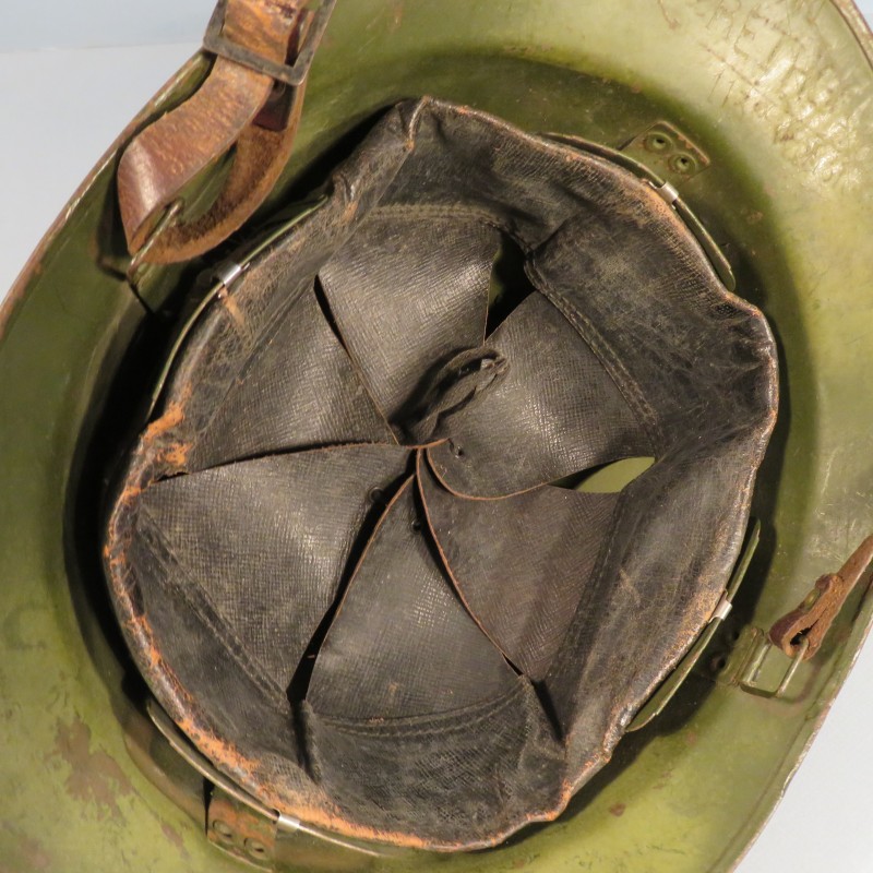 CASQUE DEFENSE PASSIVE MODELE 1926 TRIANGLE VERT VILLE DE NIMES 1939/1945 TAILLE 59/60