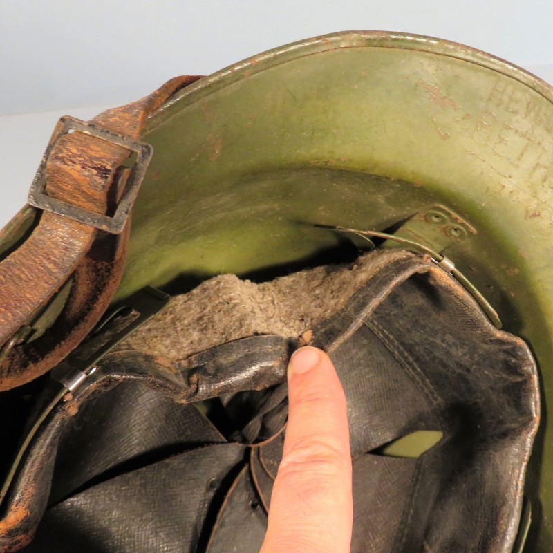 CASQUE DEFENSE PASSIVE MODELE 1926 TRIANGLE VERT VILLE DE NIMES 1939/1945 TAILLE 59/60