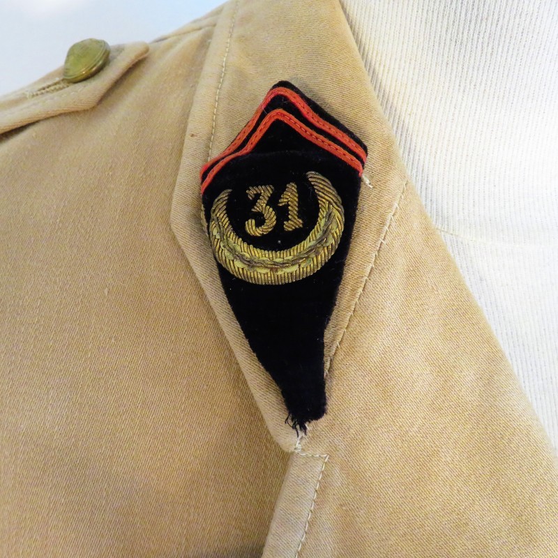 VESTE D'ETE MODELE 1939 D'UN COMMANDANT DU 31 éme BATAILLON DU GENIE AU MAROC ET EN AFRIQUE DU NORD