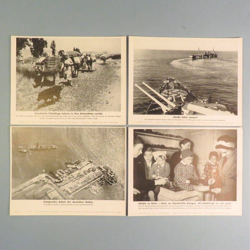 POCHETTE DE 8 PHOTOS DES ACTUALITES ALLEMANDES 12-5-1941 AKTUELLER BILDERDIENST AFRIKACORPS SS EN GRECE MARINE