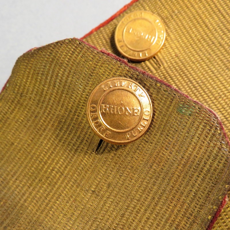 EPAULETTES GARDE NATIONALE DU RHONE AVEC BOUTONS MARQUES RHONE EPOQUE CHARLES X LOUIS PHILIPPE