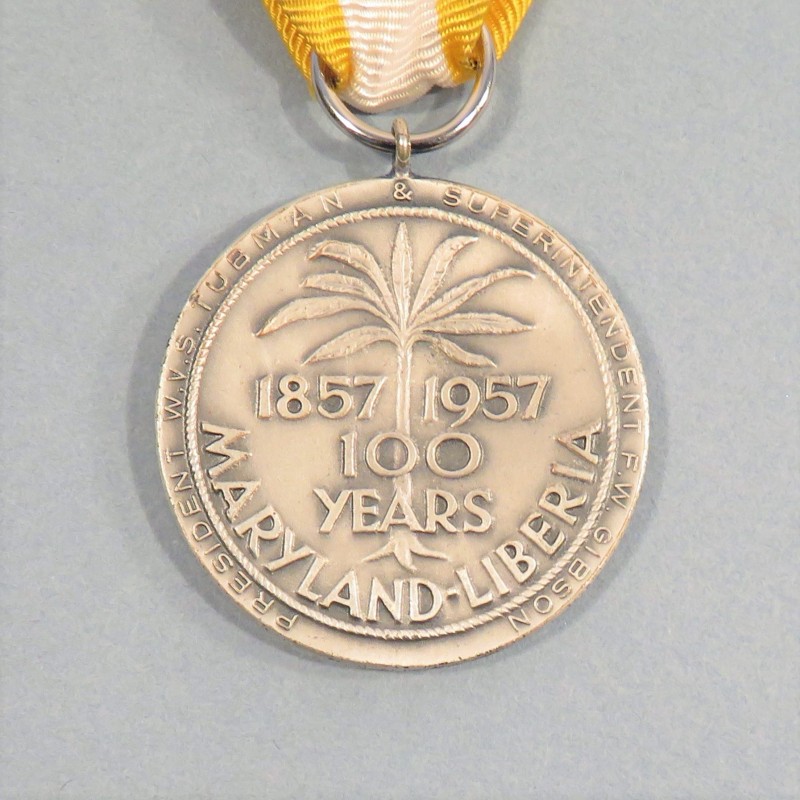 LIBERIA ET MARYLAND MEDAILLE COMMEMORATIVE DU CENTENAIRE DE L'UNION DU MARYLAND ET DU LIBERIA 1857-1957 °