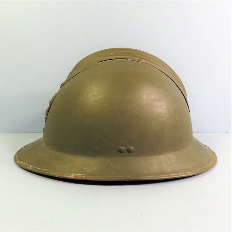 CASQUE DANS SON JUS DEFENSE PASSIVE MODELE 1926 INSIGNE DP 1939/1945 TAILLE 59/60