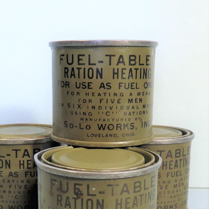 LOT DE 4 RATIONS INDIVIDUELLES D'ALCOOL SOLIDE POUR RECHAUD COLMAN US WW2  FUEL TABLET