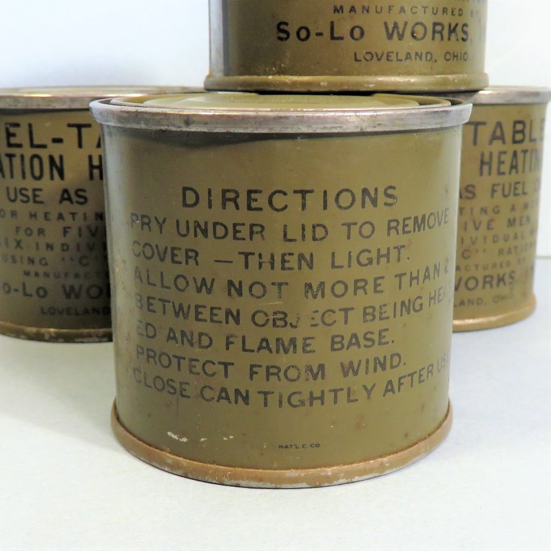 LOT DE 4 RATIONS INDIVIDUELLES D'ALCOOL SOLIDE POUR RECHAUD COLMAN US WW2  FUEL TABLET