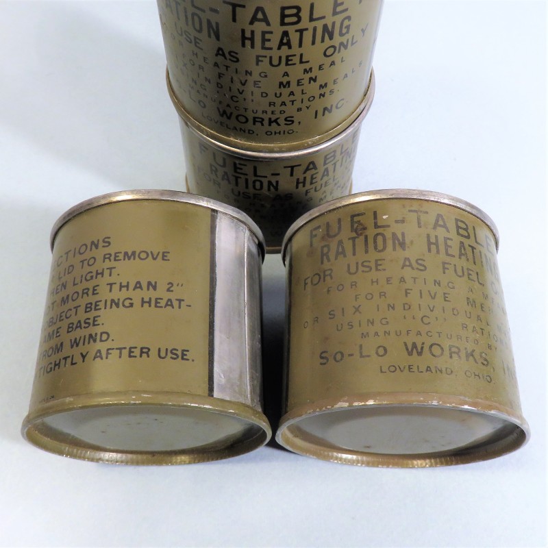 LOT DE 4 RATIONS INDIVIDUELLES D'ALCOOL SOLIDE POUR RECHAUD COLMAN US WW2  FUEL TABLET