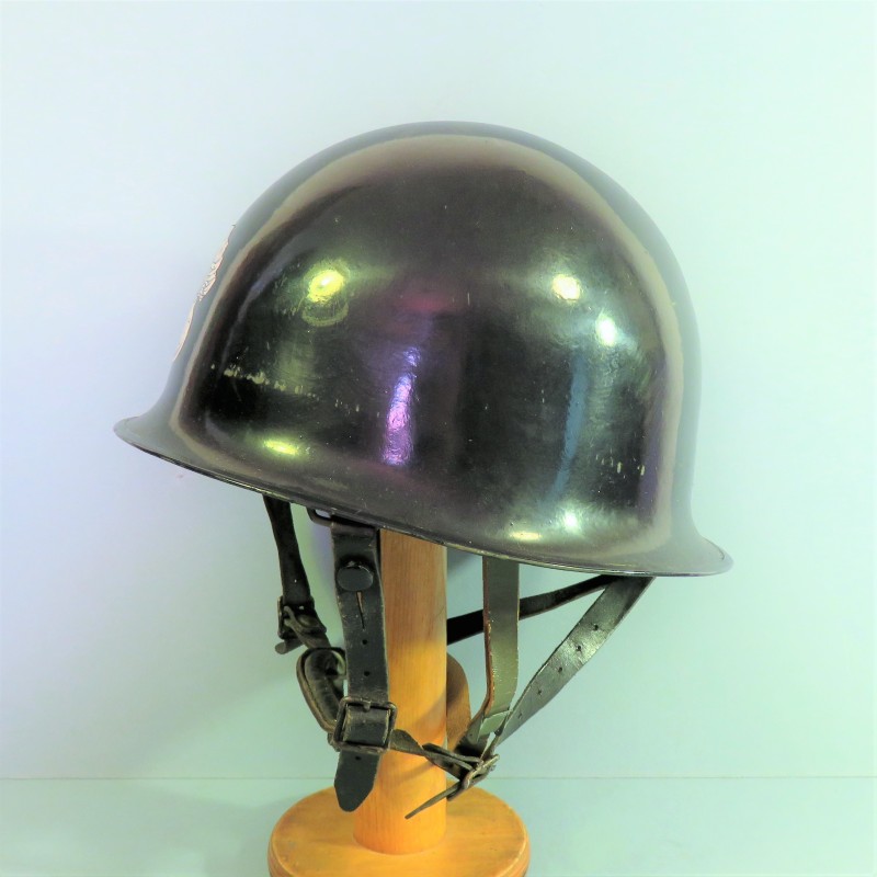 CASQUE DE GENDARMERIE DEPARTEMENTTALE OU C.R.S. MODELE 1956/60 GENDARME JUGULAIRES CUIR