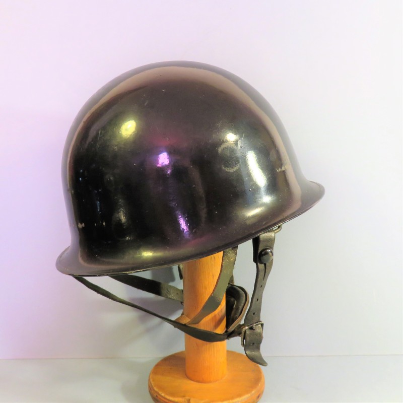 CASQUE DE GENDARMERIE DEPARTEMENTTALE OU C.R.S. MODELE 1956/60 GENDARME JUGULAIRES CUIR