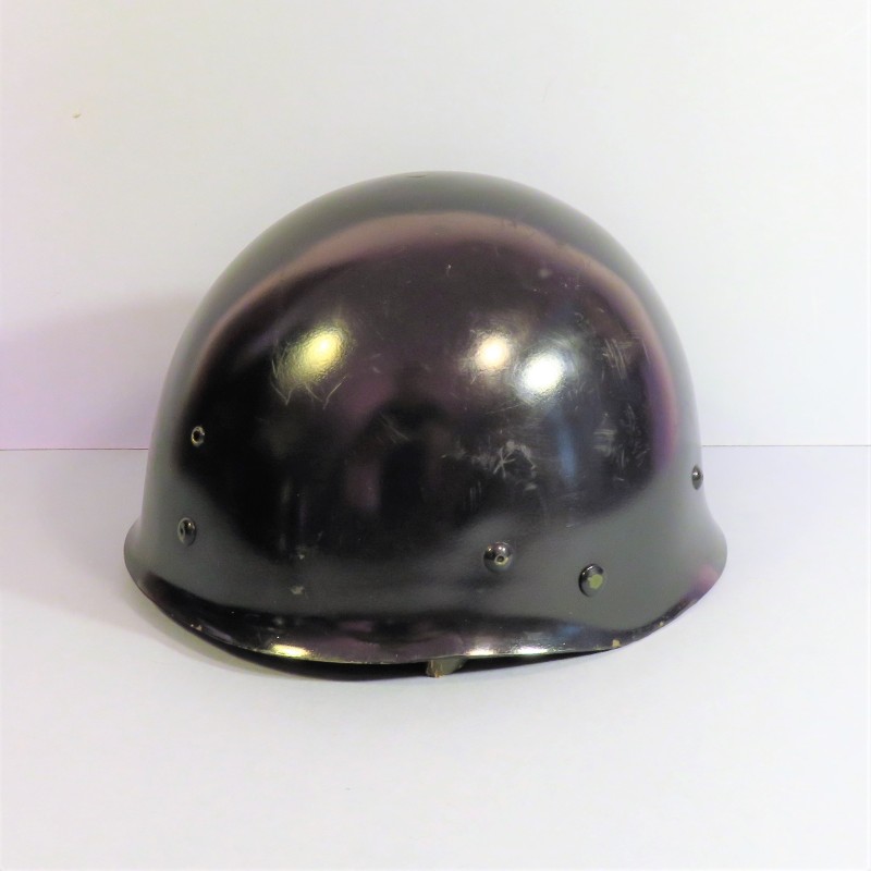 CASQUE DE GENDARMERIE DEPARTEMENTTALE OU C.R.S. MODELE 1956/60 GENDARME JUGULAIRES CUIR