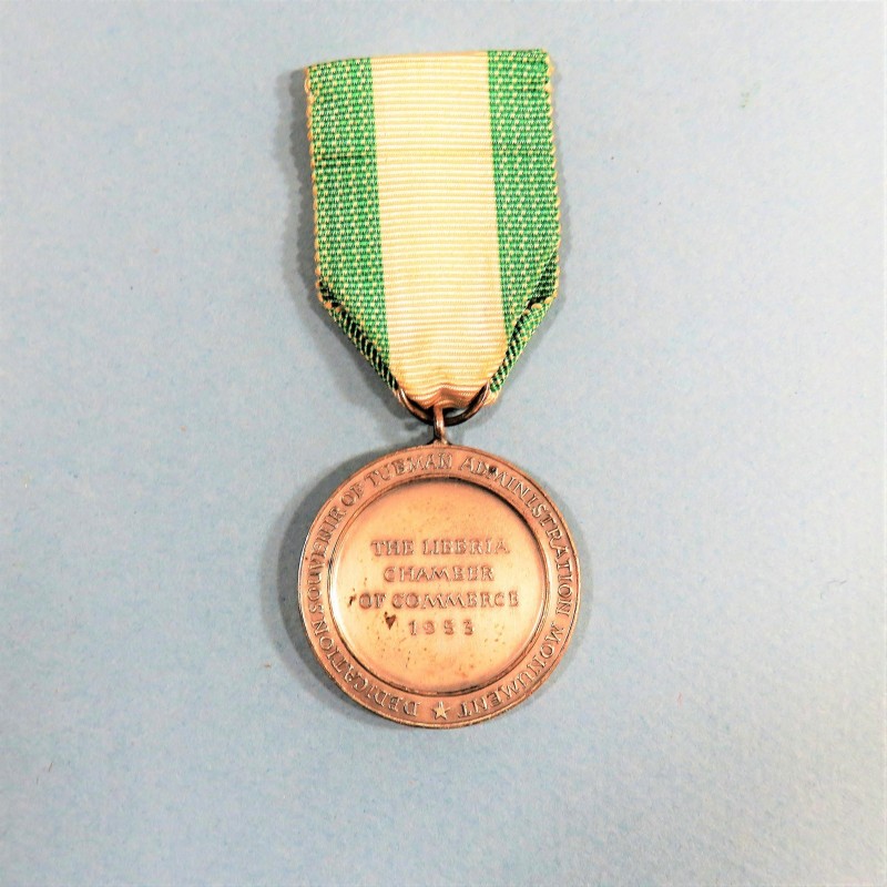 LIBERIA MEDAILLE DE LA CHAMBRE DE COMMERCE DE MOROVIA PRESIDENT V.S. TUBMAN CHAMBER OF COMMERCE MEDAL °