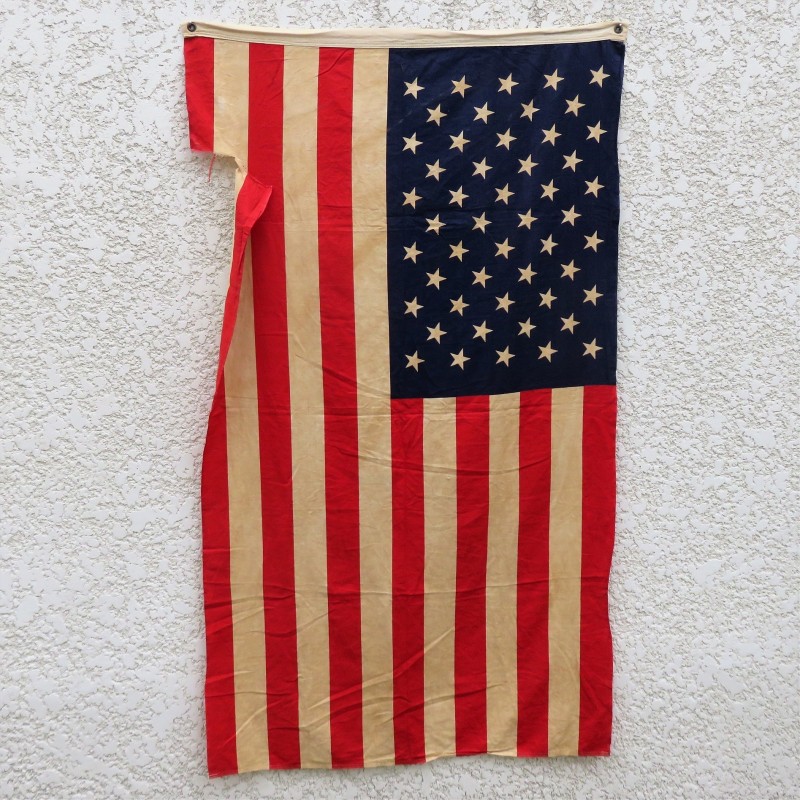 U.S.A. DRAPEAU US FABRICATION DEBUT ANNEES 1960 CONTINENTAL FLAG 3X5 Ft 50 ETOILES IMPRIMEES 86 X 152 cm