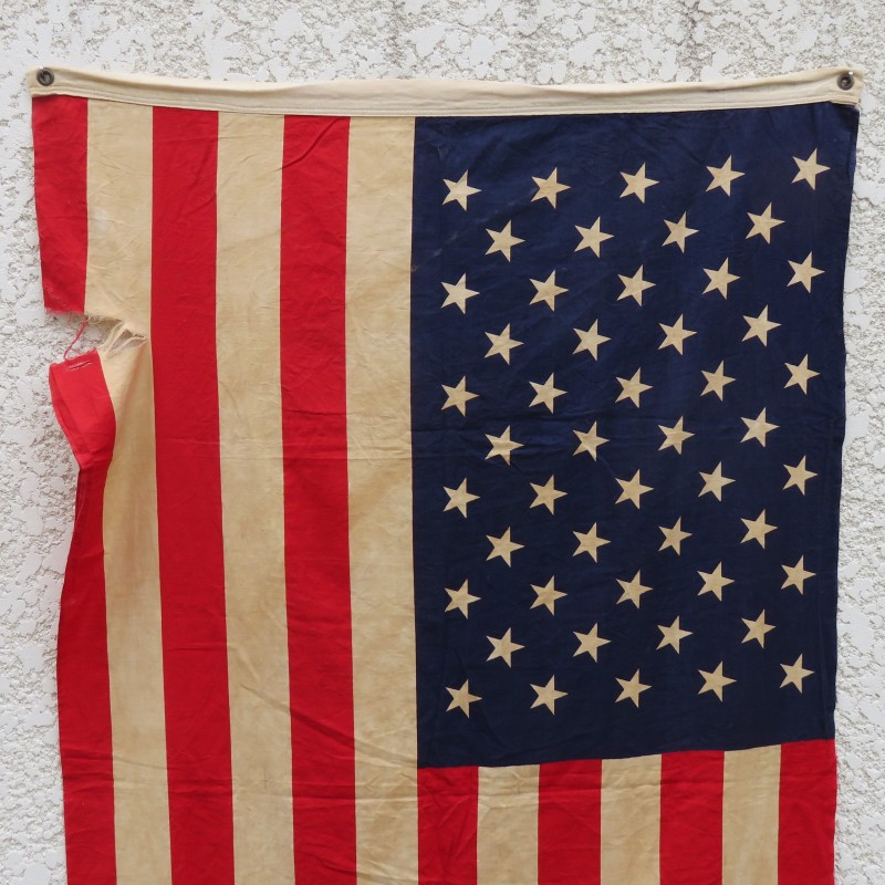 U.S.A. DRAPEAU US FABRICATION DEBUT ANNEES 1960 CONTINENTAL FLAG 3X5 Ft 50 ETOILES IMPRIMEES 86 X 152 cm