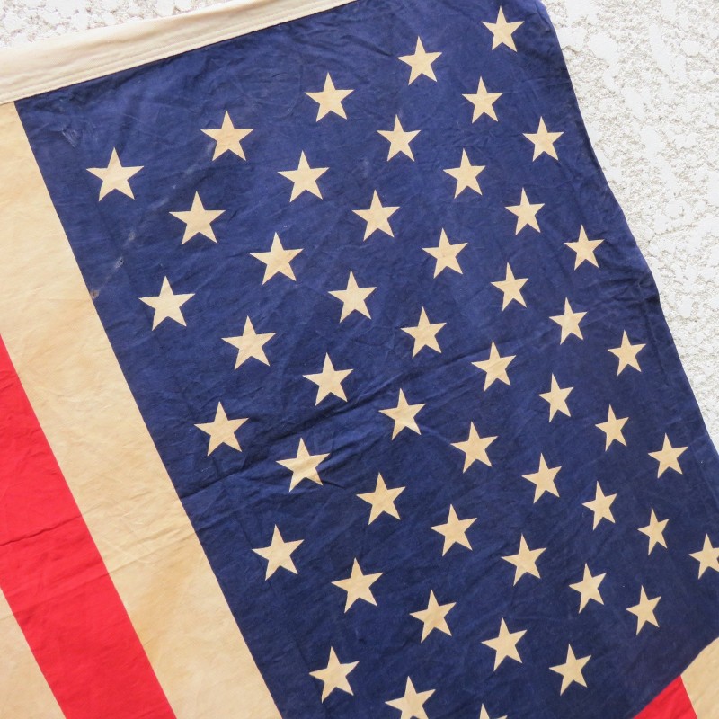 U.S.A. DRAPEAU US FABRICATION DEBUT ANNEES 1960 CONTINENTAL FLAG 3X5 Ft 50 ETOILES IMPRIMEES 86 X 152 cm