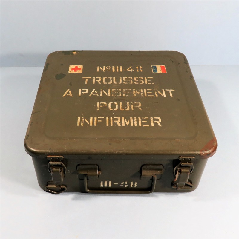 CAISSE EN FER TROUSSE A PANSEMENTS POUR INFIRMIER MODELE III/48 1ère URGENCE SECOURS TAP INDOCHINE ALGERIE