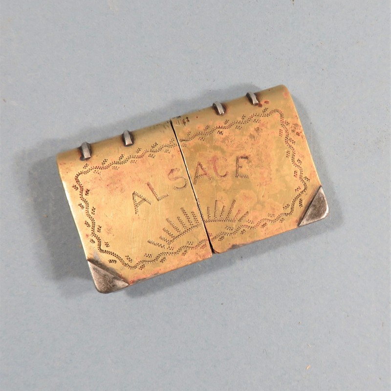 BRIQUET ARTISANAT DE TRANCHEES SOUVENIR DE LA GRANDE GUERRE GRAVURE ALSACE