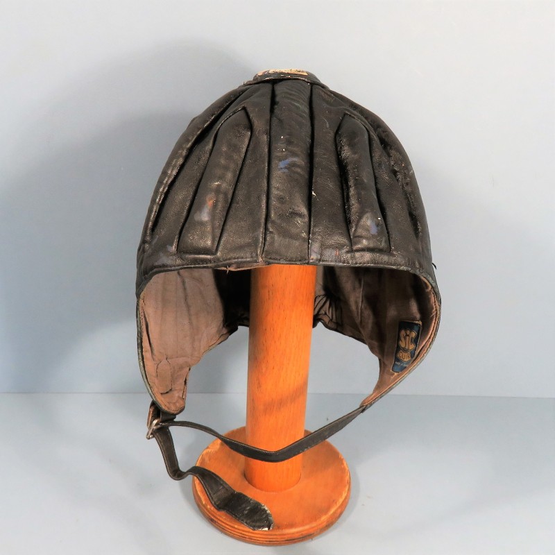 CASQUE DE PARACHUTISTE MONITEUR DE SAUT OU CHUTEUR OPERATIONNEL FABRICATION SIC FRANCE ANNEES 1950 1960