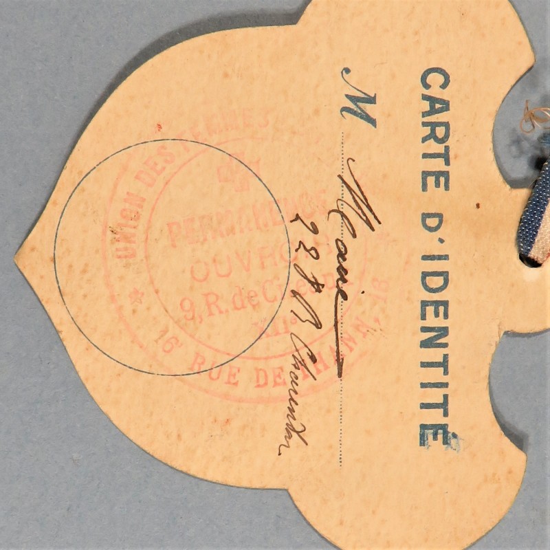 INSIGNE DE JOURNEES DES ORPHELINS DE NOVEMBRE 1916 INSIGNE OU BADGE DE QUETTEUR QUETTEUSE UNION DES FEMMES DE FRANCE