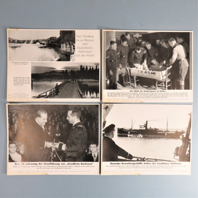 POCHETTE DE 8 PHOTOS DES ACTUALITES ALLEMANDES 9-1-1941 AKTUELLER BILDERDIENST MARINE JEUNESSE ITALIENNE PARTI NAZI