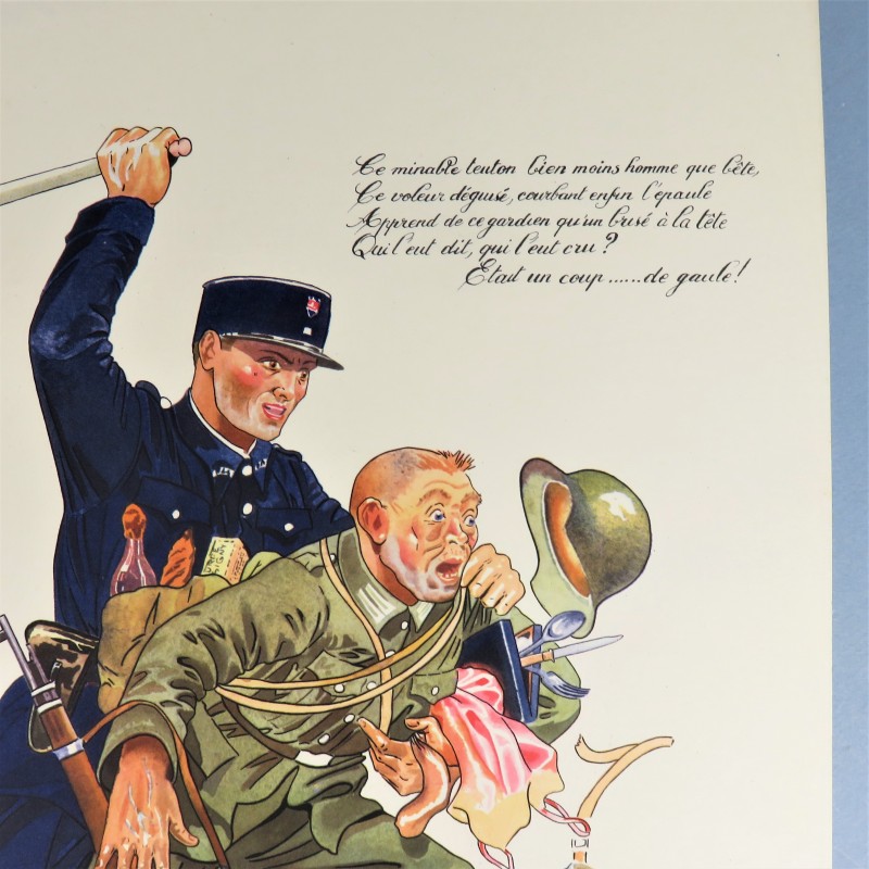 AFFICHE PROPAGANDE DE LA POLICE DE PARIS 1945 LIBERATION WHERMACHT