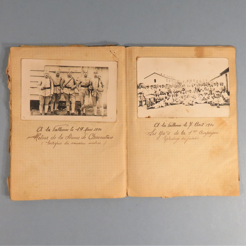 CAHIER DE CHANSONS AVEC DESSINS ET PHOTOS DU 22 ème REGIMENT D'INFANTERIE A LA VALBONNE EN 1920 1921