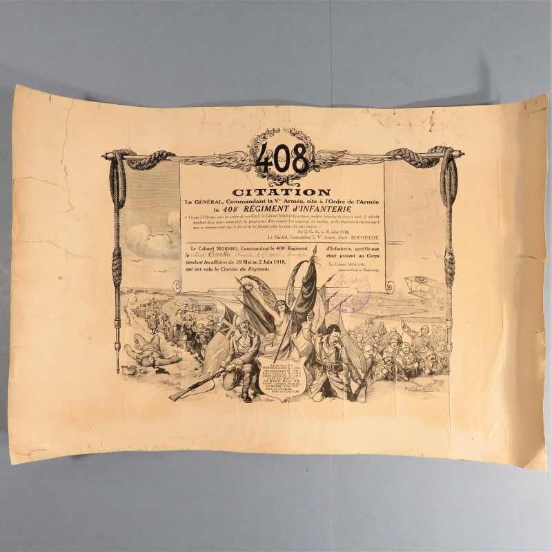 ENSEMBLE DE 4 CITATION ET 3 PRIX DE TIR POUR LE SOLDAT COMBE FRANCOIS AU 408 ème REGIMENT D'INFANTERIE GUERRE 1914 1918 DIPLOME