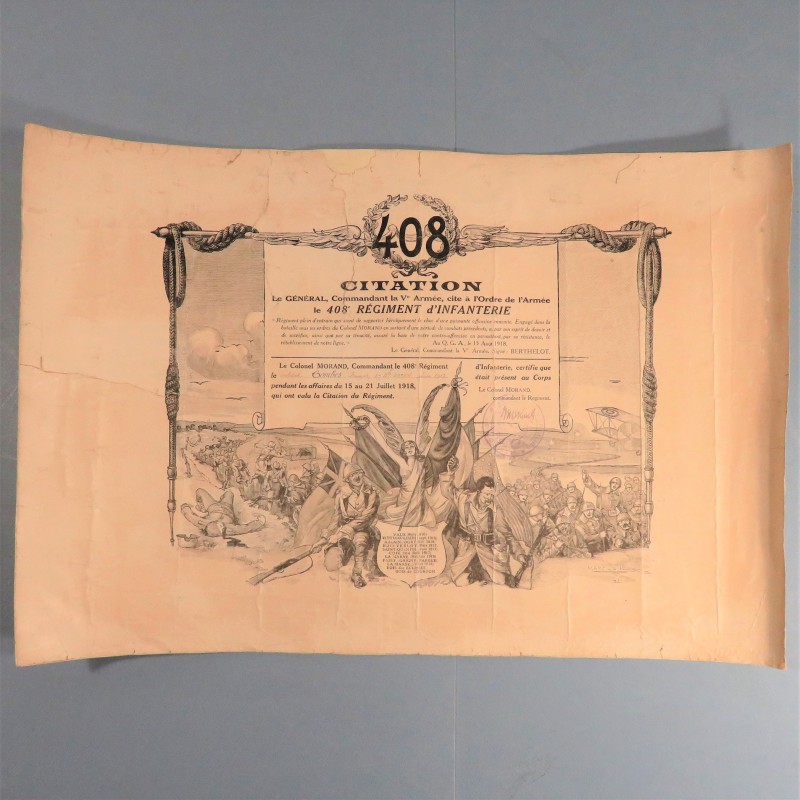 ENSEMBLE DE 4 CITATION ET 3 PRIX DE TIR POUR LE SOLDAT COMBE FRANCOIS AU 408 ème REGIMENT D'INFANTERIE GUERRE 1914 1918 DIPLOME