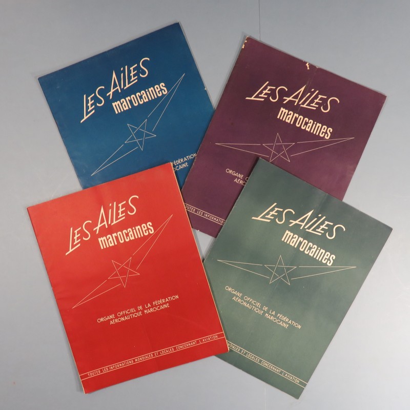 LOT DE 4 REVUES LES AILES MAROCAINES DE LA FEDERATION AERONAUTIQUE DU MAROC ANNEES 1950 AVIATION PILOTE