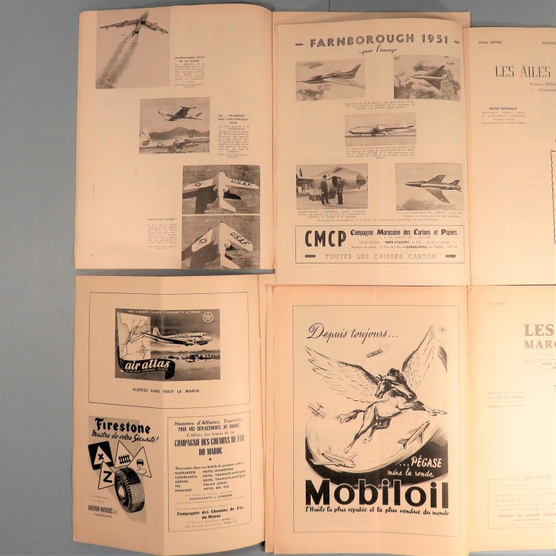 LOT DE 4 REVUES LES AILES MAROCAINES DE LA FEDERATION AERONAUTIQUE DU MAROC ANNEES 1950 AVIATION PILOTE