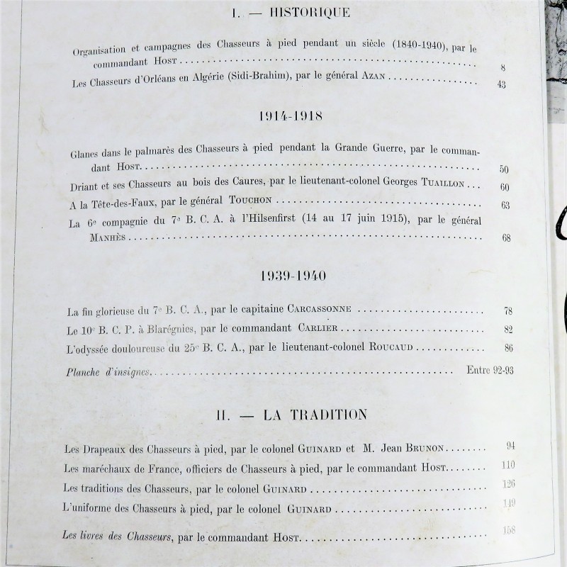 REVUE D'HISTOIRE MILITAIRE OU HISTORIQUE DE REGIMENT DES CHASSEURS A PIED ET ALPINS PARUTION SOUS VICHY 1940 1944