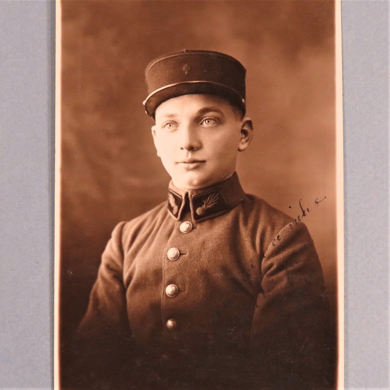 PHOTO CPA D'UN SAPEUR POMPIER DU REGIMENT DES SAPEURS-POMPIERS DE PARIS PHOTO DEDICACEE DATEE 1925