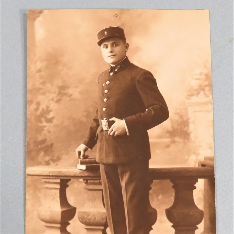 PHOTO CPA D'UN SAPEUR POMPIER DU REGIMENT DES SAPEURS-POMPIERS DE PARIS PHOTO DEDICACEE ANNEES 1920 CARTE POSTAL