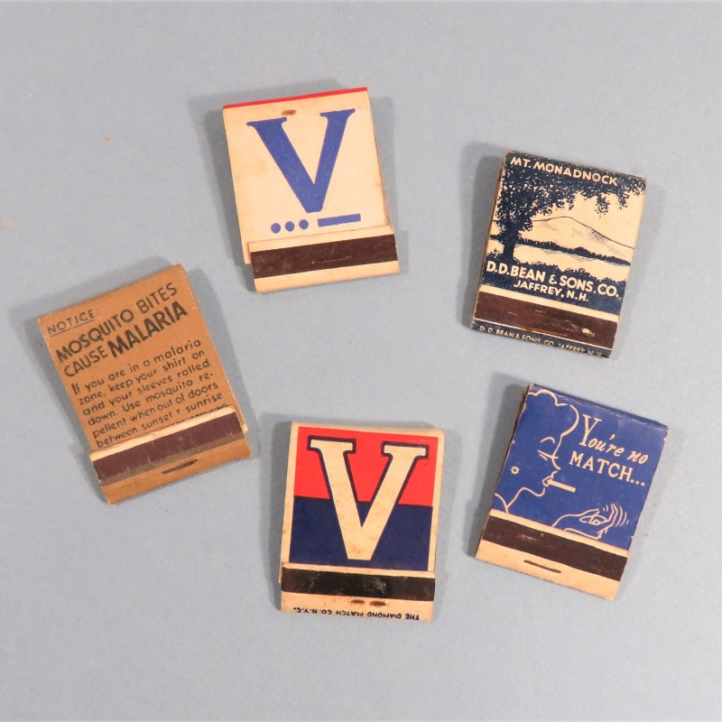 LOT DE 5 BOITES OU POCHETTES D'ALLUMETTES US WAR BONDS FOR VICTORY FABRICATION SECONDE GUERRE