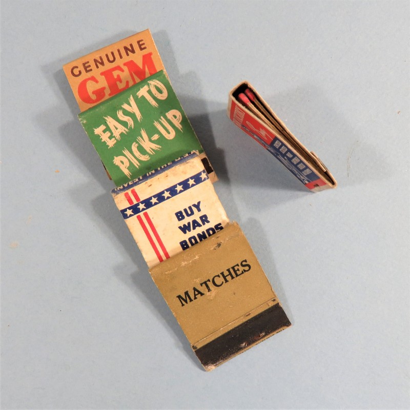 LOT DE 5 BOITES OU POCHETTES D'ALLUMETTES US WAR BONDS FOR VICTORY FABRICATION SECONDE GUERRE