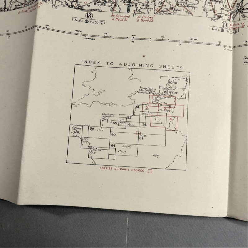 CARTE D'ETAT MAJOR EDITION US WW2 DATEE 1941 1942 BELGIQUE SECTEUR 1 ANTWERPEN - ROTTERDAM WAR OFFICE 1942