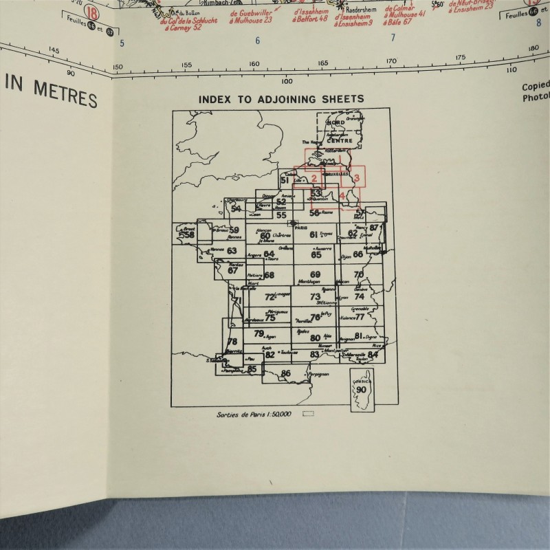 CARTE D'ETAT MAJOR EDITION US WW2 DATEE 1943 FRANCE SECTEUR 66 DIJON - MULHOUSE WAR OFFICE 1943