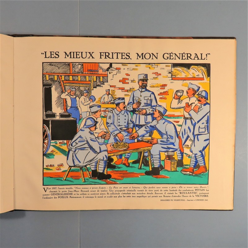 GRAND LIVRE DE 12 IMAGES COULEURS PRIX D'EXELENCE OFFERT A UNE ELEVE DE CARPENTRA PAR LE MARECHAL PETAIN ANNEE 1940-1941