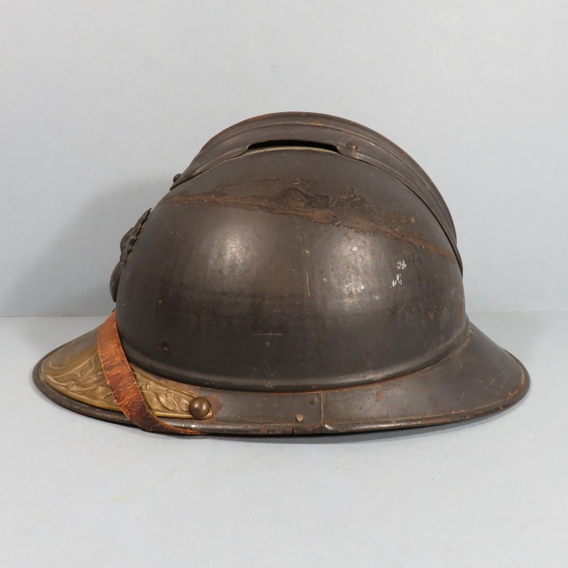 CASQUE ADRIAN MODELE 1915 INFANTERIE CAVALERIE LEGION COMPLET GUERRE 1914-1918 AVEC PLAQUE NOMINATIVE D'UN POILU