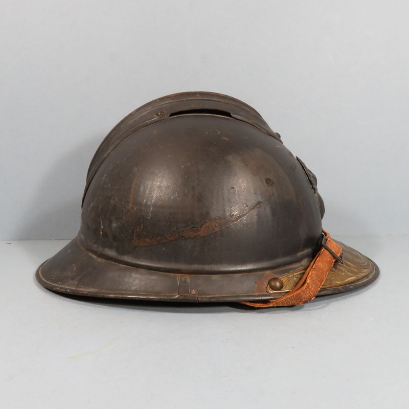 CASQUE ADRIAN MODELE 1915 INFANTERIE CAVALERIE LEGION COMPLET GUERRE 1914-1918 AVEC PLAQUE NOMINATIVE D'UN POILU