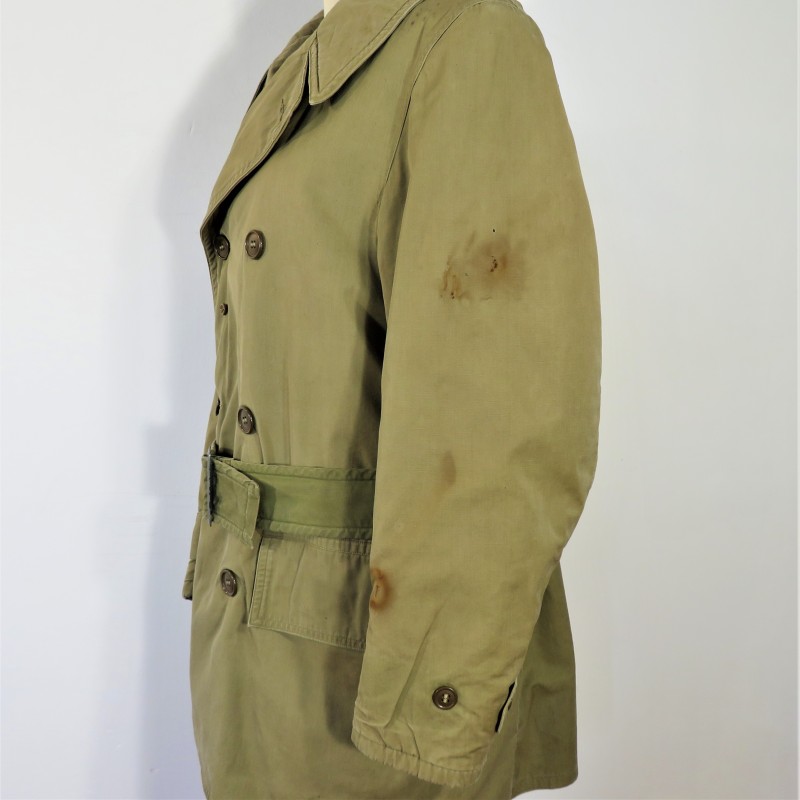 MANTEAU COURT OU 3/4 OVERCOAT US MODELE 1943 MACKINAW MAQUINO ARMEE FRANCAISE PARA 18 ème BPC GUERRE D'ALGERIE