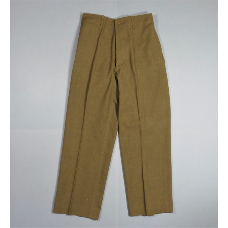 PANTALON US TROUPE MOUTARDE MODELE 1937 ETIQUETTE DATEE 1942 TAILLE 82 cm UNIFORME GI DEBARQUEMENT