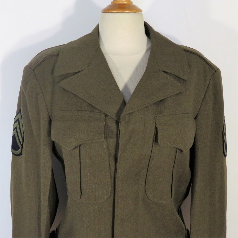 BLOUSON VESTE US MODELE 1944 MONTE AVEC PATCH AVIATION STAFF SERGENT TAILLE 36 R ET MATRICULE