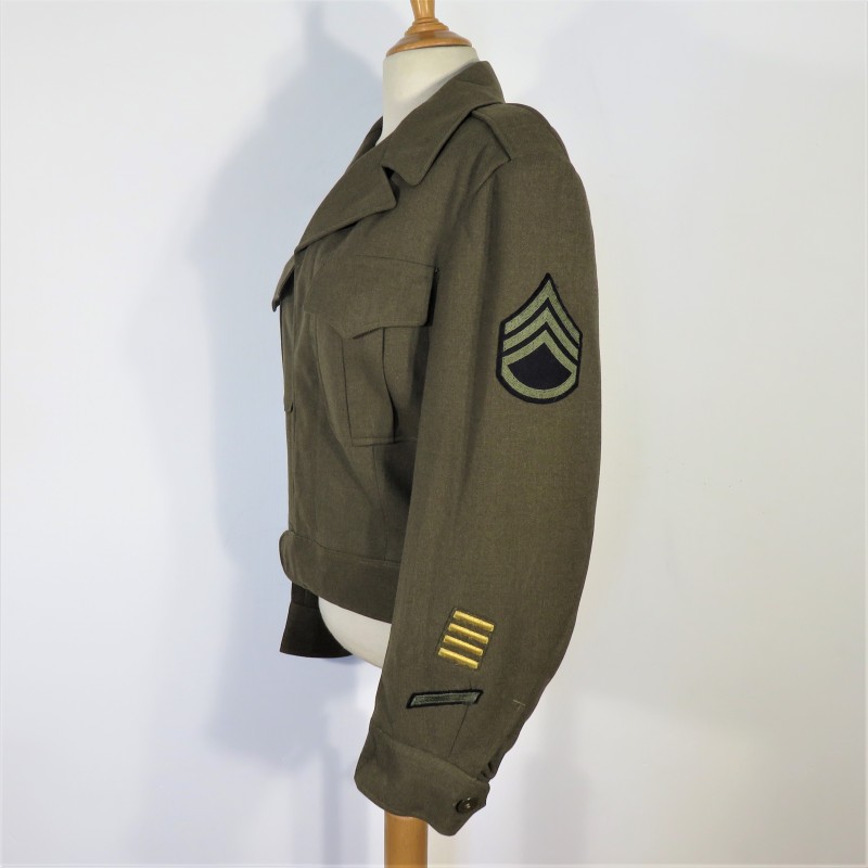 BLOUSON VESTE US MODELE 1944 MONTE AVEC PATCH AVIATION STAFF SERGENT TAILLE 36 R ET MATRICULE