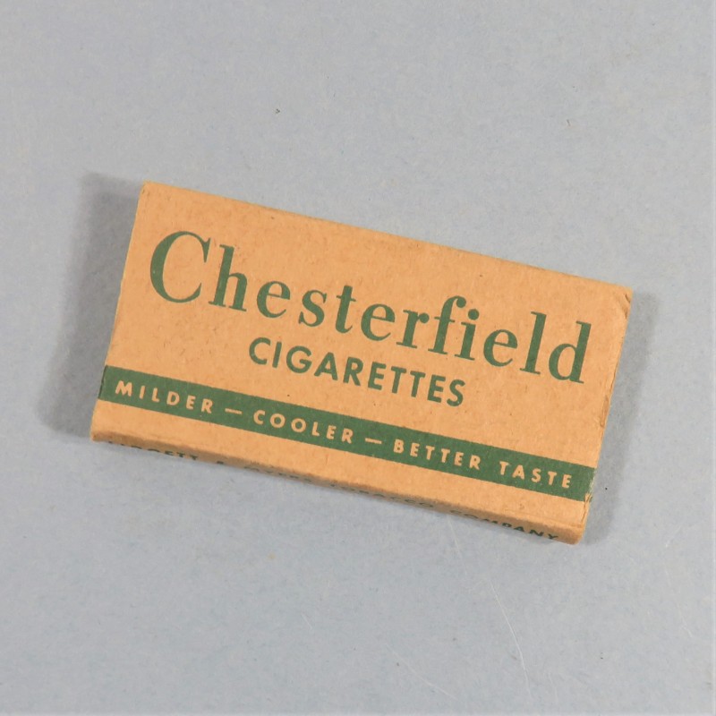 PAQUET VIDE DE 4 CIGARETTES MILITAIRE US DE LA MARQUE CHESTERFIELD POUR RATION K SECONDE GUERRE