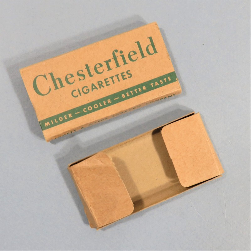 PAQUET VIDE DE 4 CIGARETTES MILITAIRE US DE LA MARQUE CHESTERFIELD POUR RATION K SECONDE GUERRE